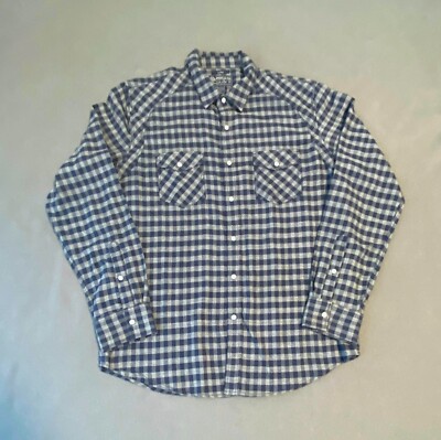 Blue Rag Button Blue/Gray Plaid American Rag Button Up | eBay