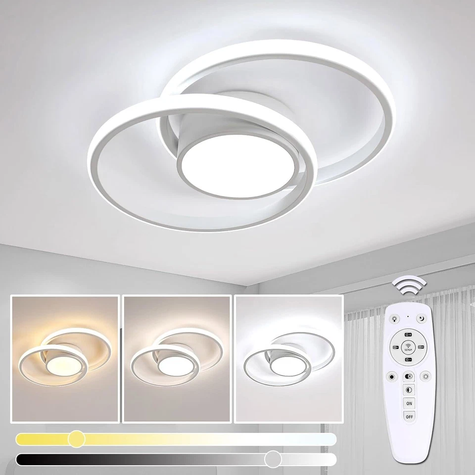 COMELY Modern Dimmable LED Ceiling Light 40W Remote Control Ceiling Lamp Round Bedroom