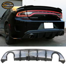 Fits 15-23 Charger SRT Rear Bumper Diffuser Lip Spoiler Carbon Fiber Print