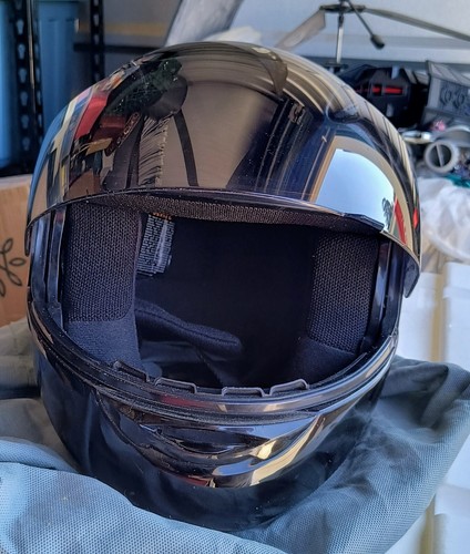 DOT CL-Max Black Glossy Motorcycle Helmet with Tinted Face Shield Size Large - Picture 6 of 12