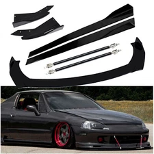Front Bumper Lip Spoiler Splitter Glossy Black For Honda Civic Del Sol