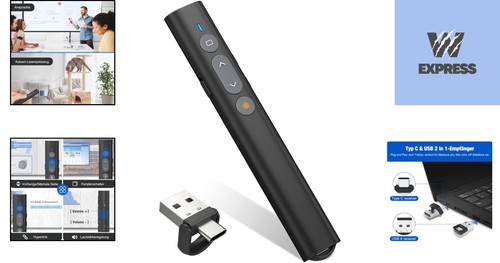 USB C Presenter Wireless Fernbedienung kompatibel mit Windows Mac Linux Andro... - Bild 2 von 10