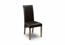 Julian Bowen Cuba Solid Wood Brown Faux Leather Dining Chair