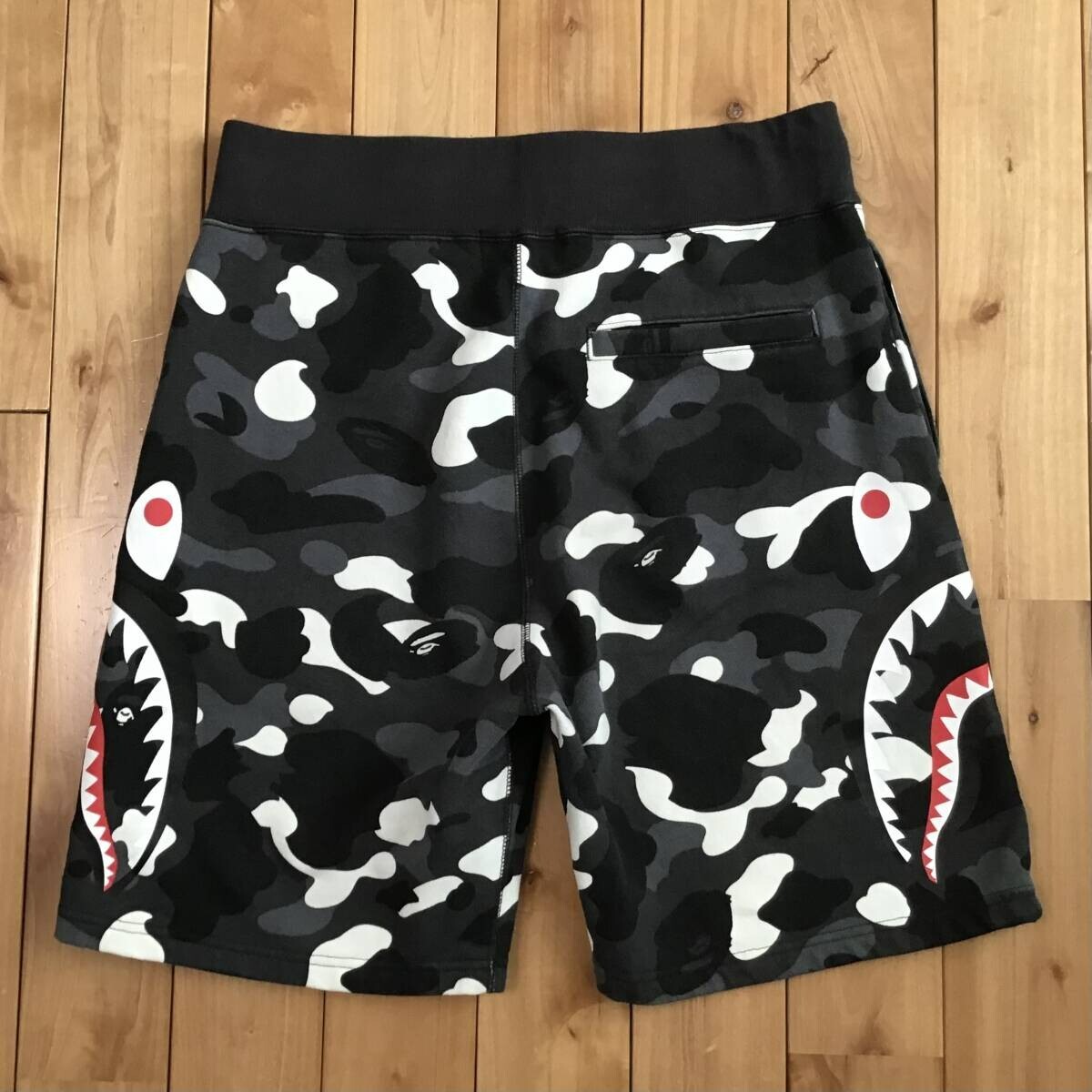 Glow in the dark BAPE city camo shark sweat shorts Black A Bathing