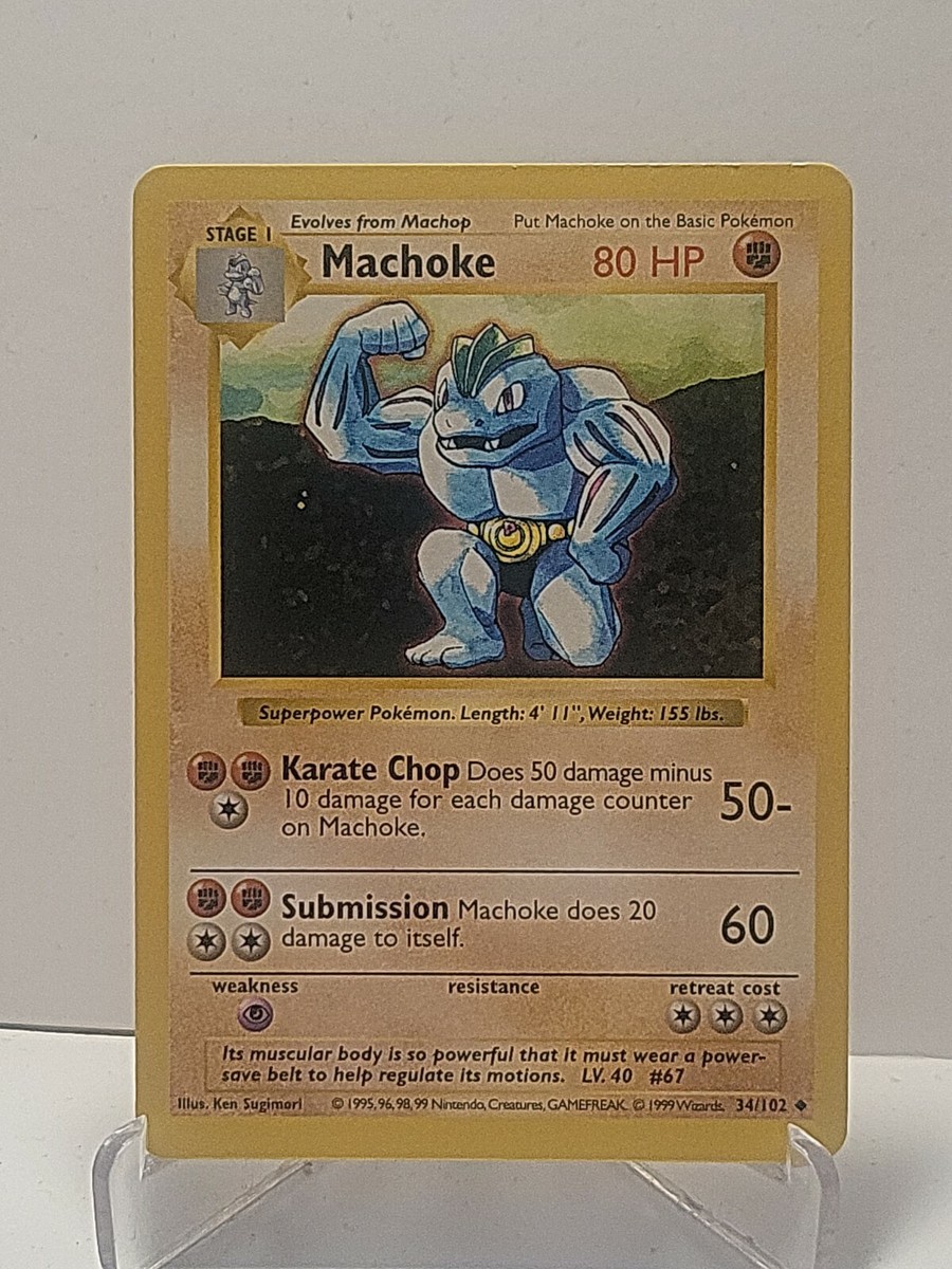 Machoke 34/102 Pokemon Base Set Shadowless LP Used See Pictures | eBay