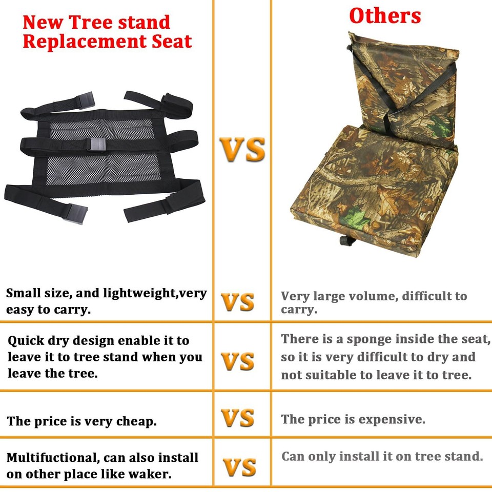 Tree Stand Seat for Hunting, Lightweight Mesh Seat for Ladder Stand