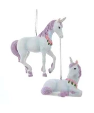 Set of 2 UNICORN With Purple Hair Christmas Ornaments by Kurt Adler