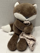 Carter  s Just One You Plush Brown Fox Holding Blanket Stuffed Toy Rattle Crinkle