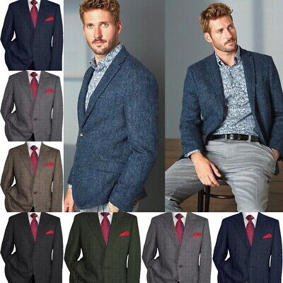 Men Vintage Tweed Suit Jacket Formal Retro Herringbone Coat Men Vintage Tweed Suit Jacket Formal Retro Herringbone Coat