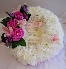 Artificial Silk Grave Funeral Flowers Girl Poem Posy Wreath Memorial Tribute