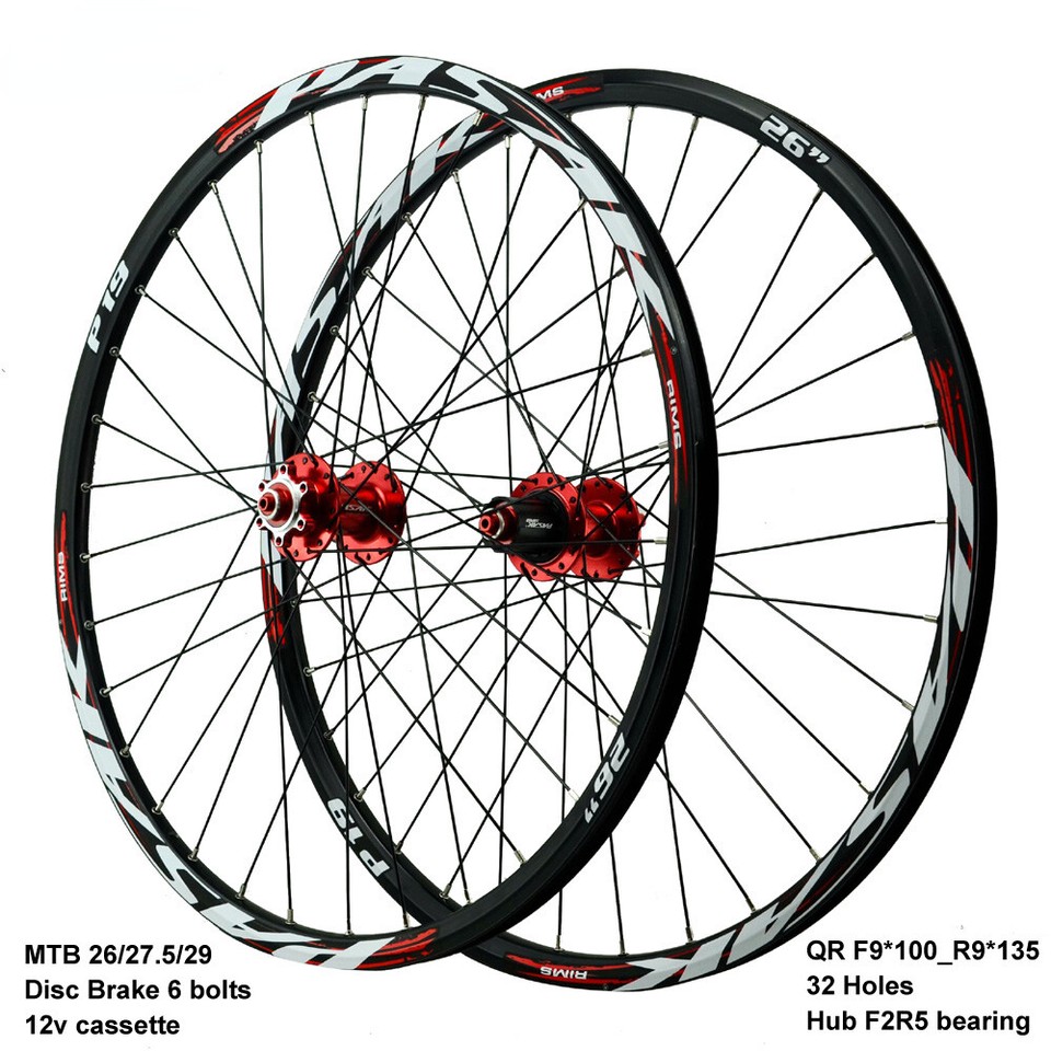Juego de ruedas BTT Aro 27.5 26 Clincher 32 Holes Wheel F9x100 R9x135 Hub Font 2 Trasero 5