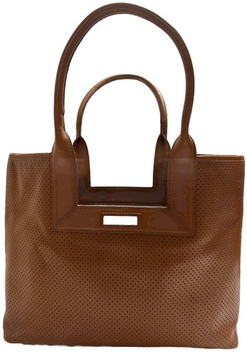 Lambertson Truex ‘La Mer’ Caramel Perforated Leather Tote Shoulder Bag Hand Bag
