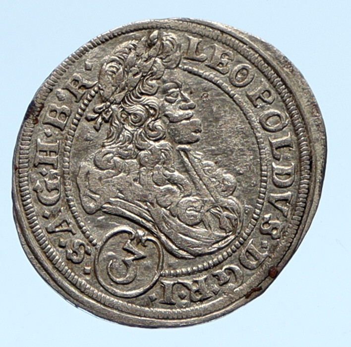 1696 BOHEMIA Kingdom SILESIA LEOPOLD I OLD Antique Silver 3