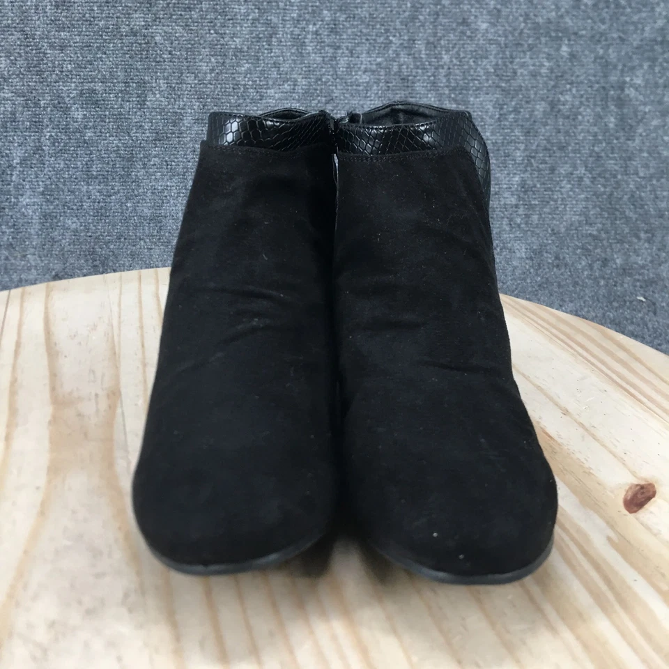 Croft & Borrow Botas Mujer 10M Ocelote Botín Cuña Tacones Negro Imitación Gamuza Foto 4 de 4