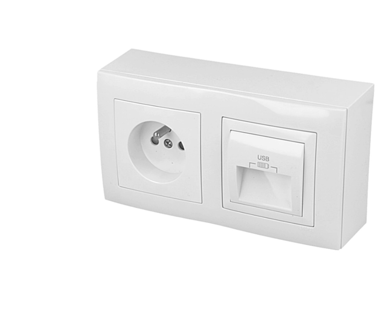 Prise en saillie 2P+T double USB Efapel Logus 90 bloc mural complet