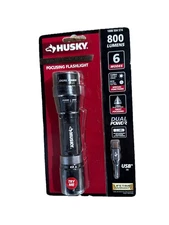 Husky 800 Lumens Dual Power LED Rechargeable Focusing Flashlight Light Portable
