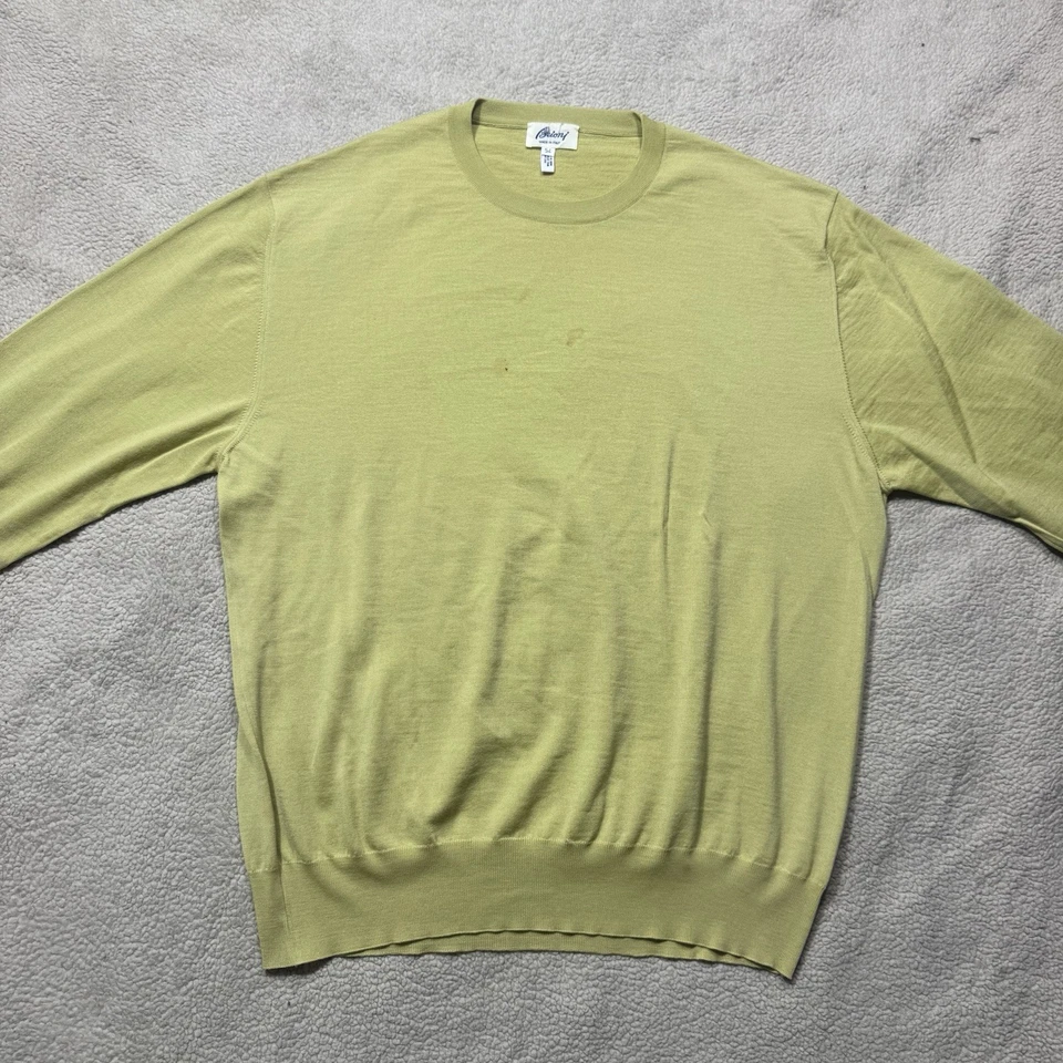 Suéter Brioni Para Hombre 54 Verde Claro Lana Extrafina Italia Tejido Manga Larga Crew Foto 2 de 4