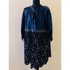 Tory Burch Adelaide Navy Lace-Panel Midi Dress