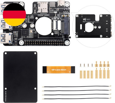 Waveshare Pcie to M.2 4G/5G and USB 3.2 HAT, Compatible with Raspberry Pi 5 Cell