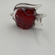 Murano Style Art Glass Red/Blue Angel Fish Figurine/Paperweight