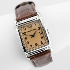 EMPORIO ARMANI AR-0204 Leather Band Quartz Analog Women's Watch New Battery