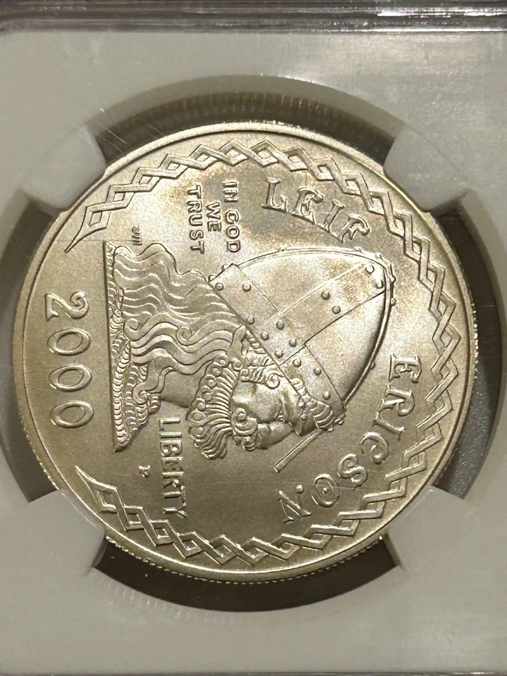 2000 P Leif Ericson Silver Dollar NGC MS69 Only  28,150 Minted - Image 4 of 4
