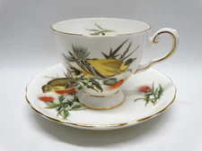 Vintage Royal Chelsea Goldfinch Bone China Footed Tea Cup and Saucer