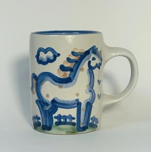 M A Hadley Pottery Horse Mug Coffee Cup The End Inside Bottom 10 Oz