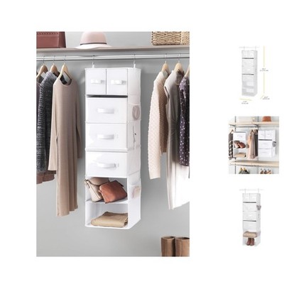 White 5-Section Hanging Organizer for Closet Storage & Easy Access to Essentials