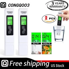 2pc TDS Meter Digital Tester Water Quality Testing Kits Drinking Water 0-9990ppm