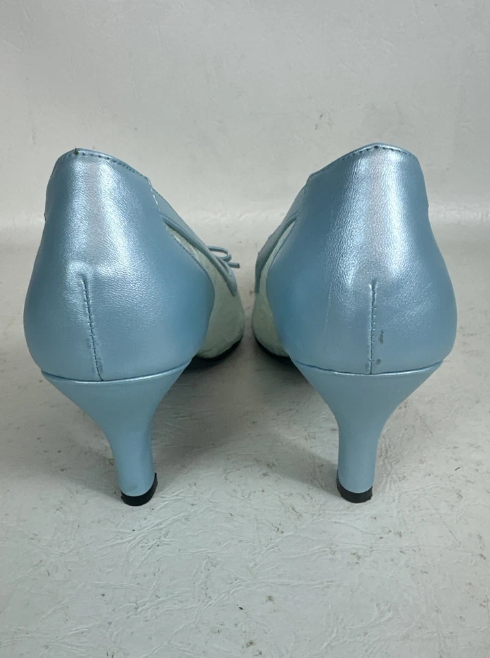 Women's Beacon Dress Heels Brocade Angel Blue With Bow Shoes 9 M New - Image 3 of 4