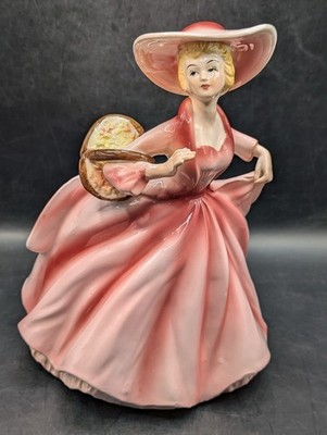 Samson Lady Pink Dress Carrying Basket Over Her Arm Planter, 1959, 437A, 8'' High
