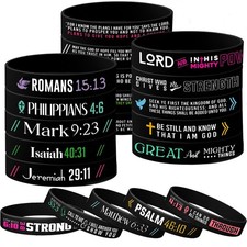 Bible Verse Bracelets   12-Pack Jesus Scripture Christian Rubber Bracelets, C...