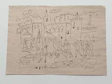 Pablo Picasso Drawing on paper (Handmade) signed and stamped mixed media.