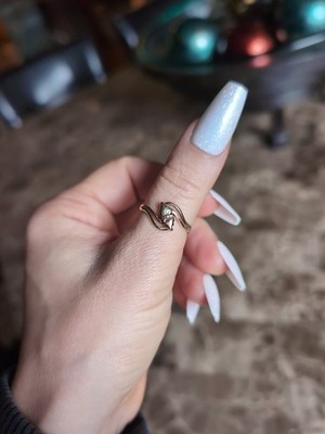 10KT Solid Two Tone Gold Ring with Leaf Accent Vintage By-Pass Ring
