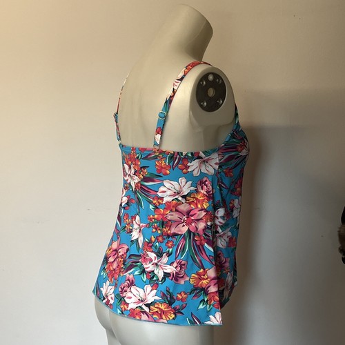 Costume da bagno Lands’ End scollo a V Tankini top multi turchese giglio palma taglia reg XS - Foto 4 di 23