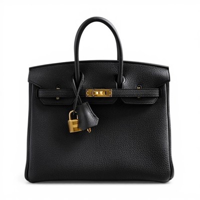 Hermès Birkin 25 Black Togo Leather Gold Hardware W Stamp 2024