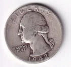 1942 Silver Washington Quarter  90% Silver  Circulated Beautiful Condition #1197