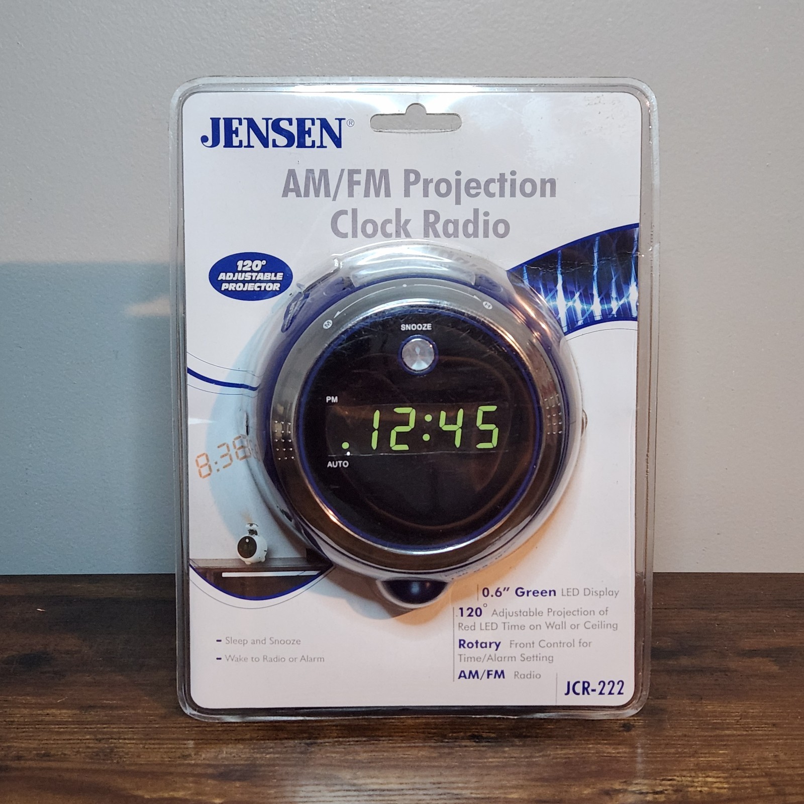 Jensen JCR‑222 AM/FM Projection Clock Radio – Digital Alarm NIB