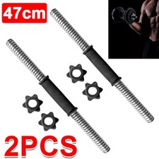 2x 18" Chrome Dumbbell Bar Handle Weight Lifting Spinlock Collar Gym Fitness A