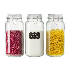 78oz Glass Food Storage Jars with Airtight Clamp Lids, 3 PCS Food Storage Can...