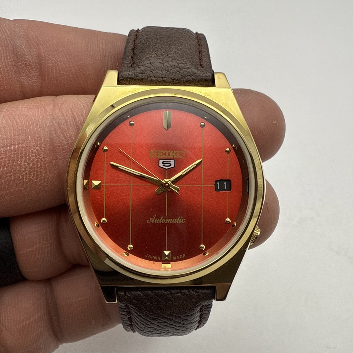Seiko Automatic Watch 5 Red Dial 335718 Vintage *RUNS* | eBay