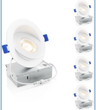 4 Pack 4 inch 5CCT LED Gimbal Led Recessed Light with Junction Box, 360  90  ...
