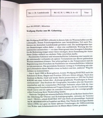 Wolfgang Hartke zum 80. Geburtstag; Ruppert, Karl: