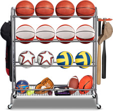 Basketball Rack, Rolling Basketball Shooting Training Stand,Sports Equipment Sto