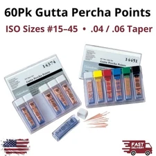 60Pcs Gutta Percha Points Taper .04 .06 Sizes #15-45 ISO Dental Endo Root Canal
