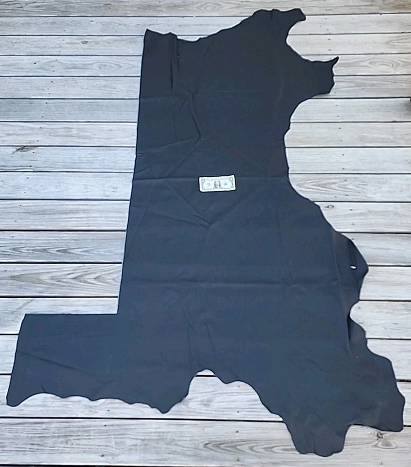 Remanentes de tapicería de cuero negro parcial de piel de vaca de alta calidad  Foto 3 de 4