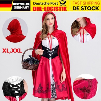 Damen Erwachsene Rotkäppchen Cosplay Kleid Cape Fancy Party KostümKarneval DE