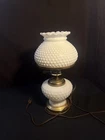 Vintage Hobnail Milk White Glass Hurricane Lamp Light