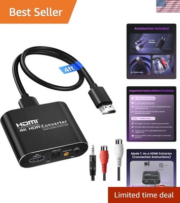 HDMI ARC Audio Extractor Converter 4K@60Hz, HDMI to Optical Toslink SPDIF + 3...